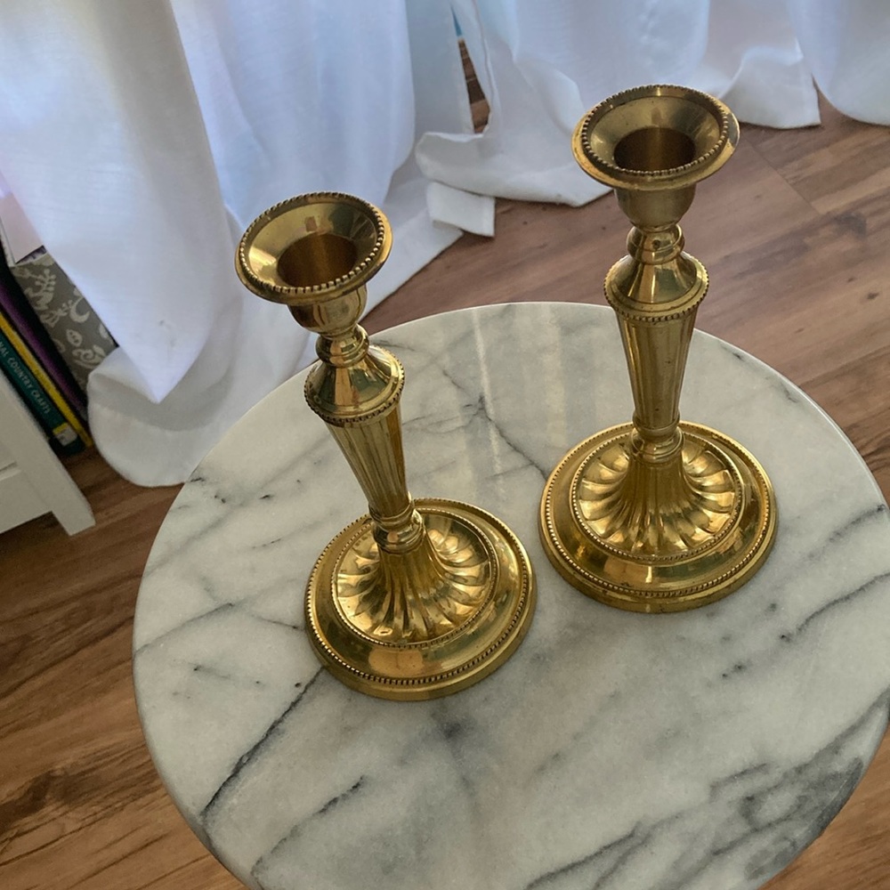 Elegant 7” Roman Brass Candle Holders